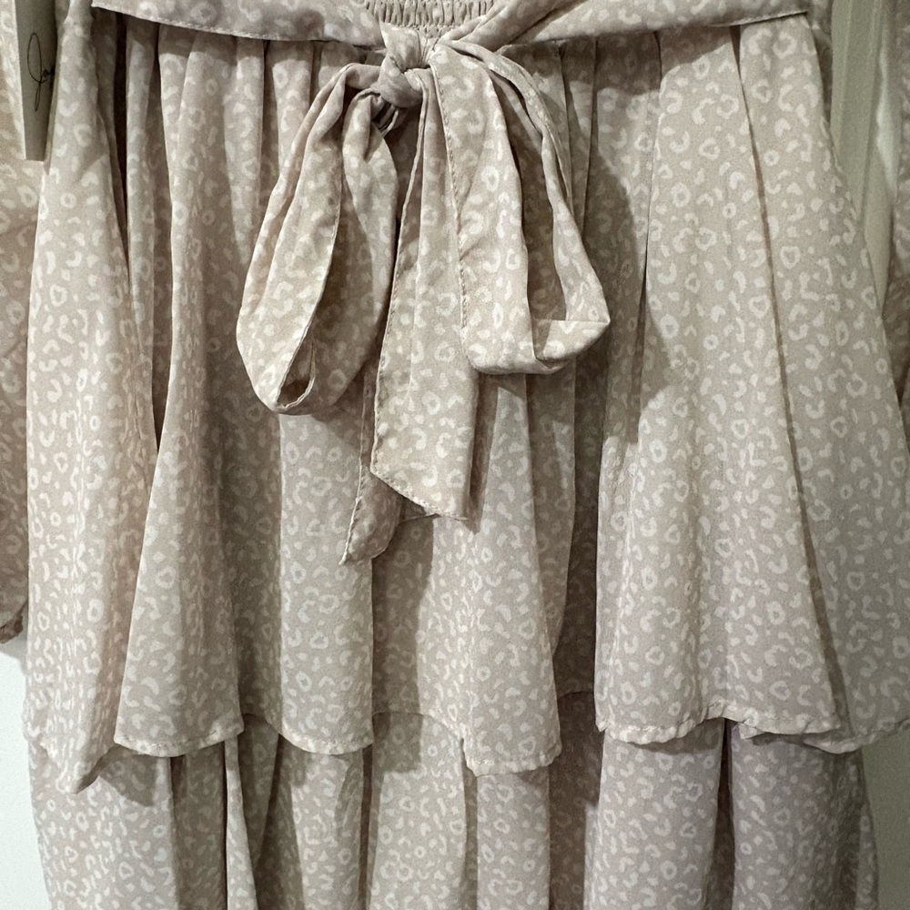 Chic Beige Long Sleeve Dress - Picture 7 of 7
